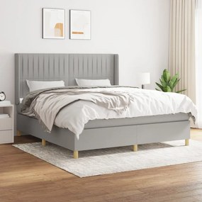 vidaXL Cama com molas/colchão 160x200 cm tecido cinzento-claro