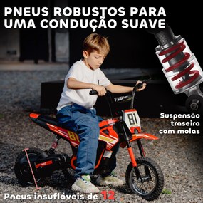 Mota Elétrica para Crianças 24V com Motor 250W Velocidade de 6-16km/h Rodas de 30,5 cm para Crianças de 8-12 Anos Vermelho