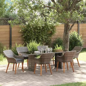 vidaXL Conjunto de Jantar 7 Peças Cinza Rattan Poly