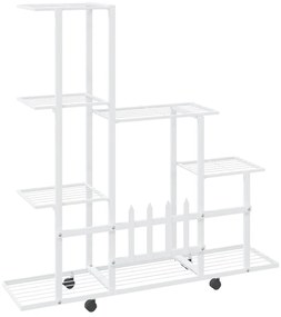 Suporte de vasos c/ rodas 94,5x25x92,5 cm metal branco