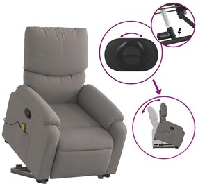 Poltrona elevatória de massagens tecido cinzento-acastanhado