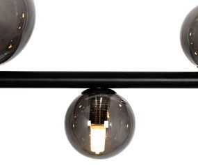 Candeeiro de suspensão preto com vidro fumê oblongo 8 luzes - Monaco Design,Moderno
