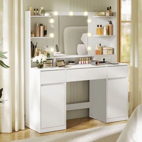 Toucador Kailyn com espelho e iluminação LED 40 x 107 x 144 cm Branco