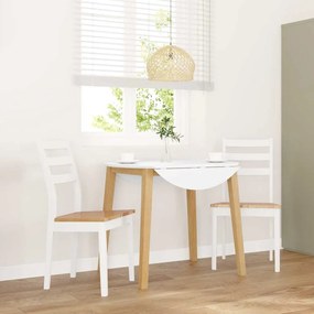 vidaXL Cadeiras de jantar 2 pcs madeira de seringueira maciça branco