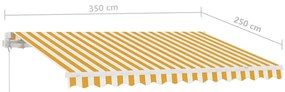 Toldo retrátil manual com LED 350x250 cm amarelo e branco