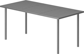 Mesa de jardim para 6 pessoas, 165 x 80 cm (CADEIRAS NÃO INCLUIDAS), mesa de jantar retangular para exterior com tampo de ripas de metal