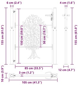 Portão de Jardim Preto 105 x 150 cm Aço com Revestimento em Pó