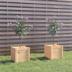 vidaXL Vasos/floreiras de jardim 2 pcs 40x40x40 cm pinho maciço