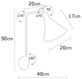 Candeeiro de Parede Berceste – Vintage – 20 cm x 56 cm