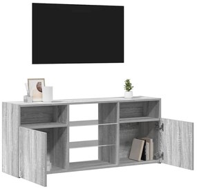 Móvel de TV com luzes LED 120x30x50 cm sonoma cinzento