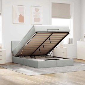 vidaXL Estrutura de cama otomana com colchão 140x200 cm cinzento claro