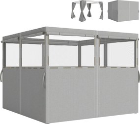 Outsunny 4 Paredes Laterais para Tenda 3x3 m Laterais de Tenda com 8 Janelas Proteção UV 30+ Impermeável Cinza Claro | Aosom Portugal