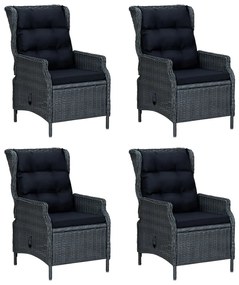 5 pcs conjunto de jantar p/ jardim vime PE cinzento-escuro
