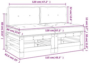 Sofás de centro com almofadões 2 pcs pinho maciço