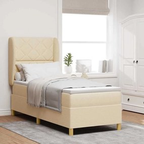 Cama Box Spring com Colchão Creme 80x200 cm em Tecido