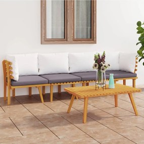 vidaXL 4 pcs conjunto lounge de jardim c/ almofadões acácia maciça
