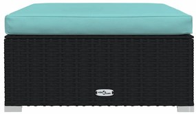 4 pcs conjunto lounge de jardim c/ almofadões vime PE preto