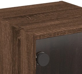 Mesas cabeceira portas vidro 2 pcs 35x37x35cm carvalho castanho