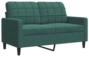 4 pcs conjunto de sofás com almofadões veludo verde-escuro