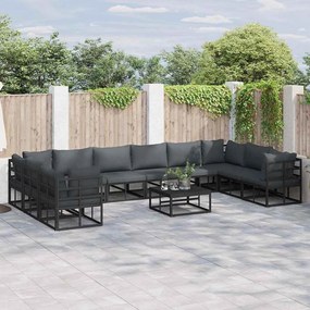 vidaXL Conjunto de Sofá de Jardim 11 pcs Preto 70 x 70 x 32 cm