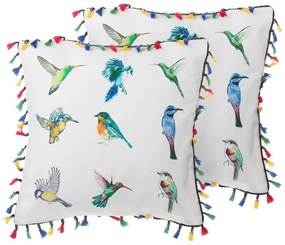 Conjunto de 2 almofadas decorativas com motivo de aves 45 x 45 cm MALLOW Beliani