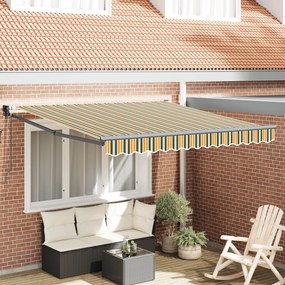 vidaXL Toldo Retrátil Automático Verde e Amarelo 350x250 cm