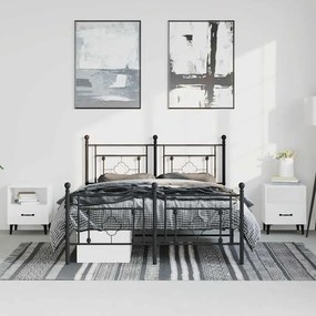 Estrutura de cama com cabeceira e pés 193x203 cm metal preto