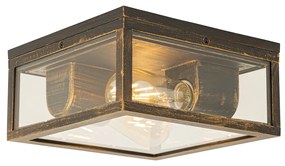 Candeeiro de teto vintage ouro antigo IP44 2 luzes - Charlois Industrial,Clássico / Antigo