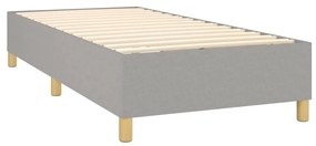 Cama box spring c/ colchão e LED 90x200 cm tecido cinza-claro