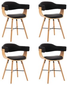 vidaXL Cadeiras de jantar 4 pcs couro artificial preto madeira curvada