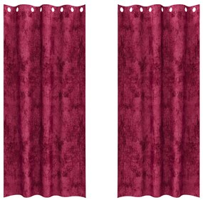 Cortinas de Veludo 2 pcs com Ilhós Vermelho Vinho 260x140 cm