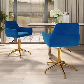vidaXL Cadeiras de jantar giratórias 2 pcs veludo azul
