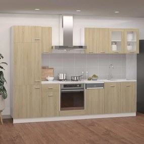 vidaXL 8 pcs conj. armários cozinha contraplacado cor carvalho sonoma