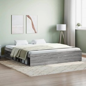 Estrutura de cama super king size 180x200 cm cinzento sonoma
