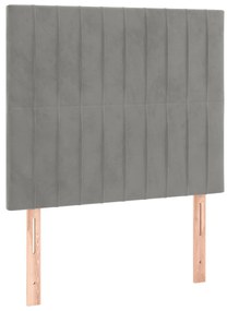 Cama com molas/colchão 90x200 cm veludo cinza-claro