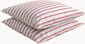 Fronhas de almofada em percal de algodão Striped Coral, conjunto de 2