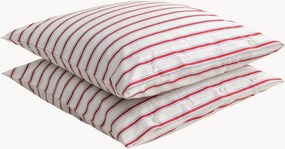 Fronhas em percal de algodão Striped Coral, conjunto de 2