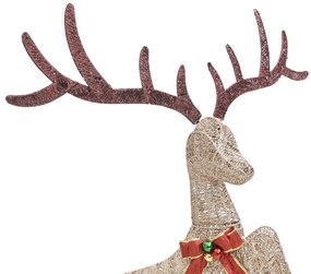 Rena voadora de Natal decorativa 120 LEDs branco quente dourado