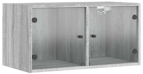 Armário parede c/ porta vidro 2 pcs 68,5x37x35 cm cinza sonoma