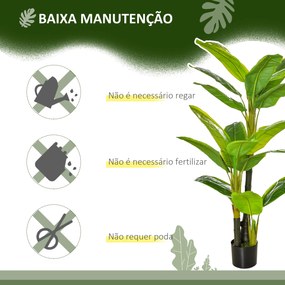 Bananeira Artificial 150 cm Planta Artificial com Vaso e 18 Folhas Planta Artificial para Decoração Verde