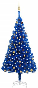 3077510 vidaXL Árvore Natal artificial pré-iluminada c/ bolas 210cm PVC azul