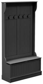 Móvel Cabide de Entrada com Banco Armário de Entrada com Cabide 5 Ganchos e Espaço de Armazenamento 96x34x179,7 cm Preto