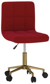 vidaXL Cadeira de escritório giratória veludo vermelho tinto