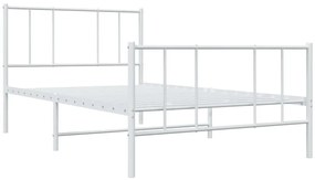 Estrutura de cama com cabeceira e pés 90x200 cm metal branco