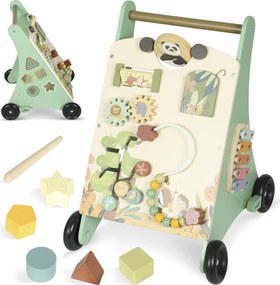 Andador de Madeira para Bebé Centro de Atividades de Aprendizagem Montessori com Controlo de Velocidade com Xilofone 33,5x36x46,8 cm Verde
