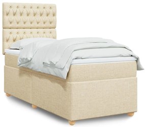 vidaXL Cama com molas/colchão 90x200 cm tecido cor crème