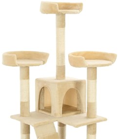 Árvore para gatos c/ postes arranhadores sisal 170 cm bege