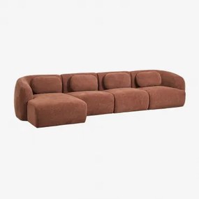 Sofá Modular Chaise Longue Esquerdo De 4 Peças Em Chenille Coquette Chenille Castanho Ferrugem - Sklum
