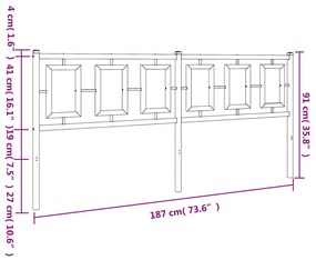 Cabeceira de cama 180 cm metal preto
