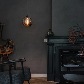 Candeeiro de suspensão inteligente preto com vidro fumê incl. Wifi A60 - Wallace